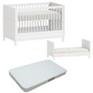 Berço com Colchão em MDF Laqueado Branco Fosco 2 em 1 Cozy Quater Móveis