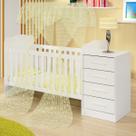 Berço com Cômoda 4 Gavetas Multiuso Trocador Quarto de Bebê