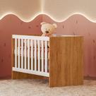 Berço com Regulagem de Altura 100% MDF Soft Americano Amadeirado/Branco Berço com Regulagem de Altura 100% MDF Soft Americano Amadeirado/Branco