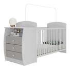 Berço Cômoda Com Colchão Incluso Colinho De Mãe Multimóveis Branco/cinza Berço Cômoda Com Colchão Incluso Colinho De Mãe Multimóveis Branco/cinza