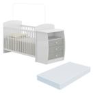 Berço Cômoda com Colchão Incluso Colinho de Mãe Multimóveis FG2951 Branco/Cinza