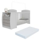 Berço Cômoda Multifuncional Colinho de mãe com colchão incluso Multimóveis Branco / Cinza