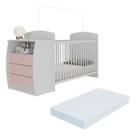 Berço Cômoda Multifuncional Colinho de mãe com colchão incluso Multimóveis Branco / Rosa Berço Cômoda Multifuncional Colinho de mãe com colchão incluso Multimóveis Branco / Rosa