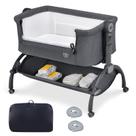 Berço de bebê BABY JOY 3 em 1 com cesto de armazenamento cinza