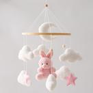 Berço de bebê EERKEOD Mobile Pink Bunny Velvet, decoração de berçário