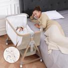 Berço de bebê Jestonten com cama de cabeceira com lençóis e colchão