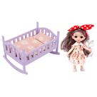 Berço de madeira em miniatura Baby Doll Cradle Bed Toyvian Home Decor