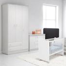 Berço Doce Sonho Branco + Kit Rodízio + Cômoda Sapateira 4G + Guarda-Roupa 3P/2G Doce Sonho