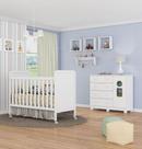 Berço e Cômoda com sapateira Moveis Peroba Bebellys Tedy MDF branco