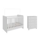 Berço e Cômoda Infantil Moveis Peroba Junior MDF Branco
