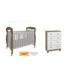 Berço e Cômoda Moveis Peroba Junior 100% MDF Branco Carvalho