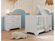 Berço e Cômoda Retrô Moveis Peroba Popy LS MDF 03 gavetas