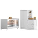 Berço e Guarda Roupa Cômoda Soninho Branco - FdECOR