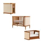 Berço Evolutivo 3 em 1 Mini Berço e Mini Cama Tela Rattan Palhinha Natural em Madeira Maciça Paglia Nogueira Brinde Colchão