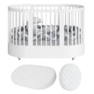 Berço Evolutivo 3 Em 1 Mini Cama Oval Arredondado Co Sleeper Com Rodinhas Wave Branco Divicar Com 2 Colchões