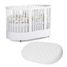 Berço Evolutivo 3 Em 1 Mini Cama Oval Arredondado Co Sleeper Com Rodinhas Wave Divicar Com Colchão Berço Evolutivo 3 Em 1 Mini Cama Oval Arredondado Co Sleeper Com Rodinhas Wave Divicar Com Colchão