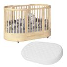 Berço Evolutivo 3 Em 1 Mini Cama Oval Arredondado Co Sleeper Com Rodinhas Wave Divicar Com Colchão Berço Evolutivo 3 Em 1 Mini Cama Oval Arredondado Co Sleeper Com Rodinhas Wave Divicar Com Colchão
