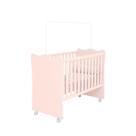 Berço Infantil Encanto Feliz com Mosquiteiro e Rodízios -Rosa Acetinado - ÉdeCasaMóveis