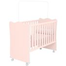 Berço Infantil MDP com Rodízios Doce Mel Rosa Acetinado