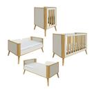 Berço Infantil Multifuncional Théo 4 Em 1 Off White com Amêndoa