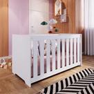 Berço Infantil Simples 133cm com Regulagem de Altura e Grade MDF Branco