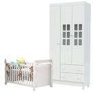 Berço Lara E Guarda Roupa Infantil 3 Portas Mariah Branco Brilho - Carolina