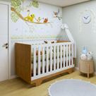 Berço Mini Cama 100% MDF com Colchão Life Branco/Madeirado Ypê