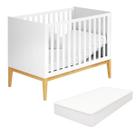 Berço Mini Cama 2 Em 1 Com Colchão Estilo Retrô Cor Branco Berço Mini Cama 2 Em 1 Com Colchão Estilo Retrô Cor Branco