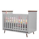 Berço Mini Cama 2x1 Retrô Wood Pés Palito Cinza 100% MDF - Bela Móveis