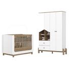 Berço Mini Cama Aconchego com Guarda Roupa Ternura 4 Portas Branco Jequitibá HP - Henn