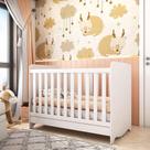 Berço Mini Cama Americano 100% MDF 3 em 1 Ben Móveis Peroba Branco Brilho