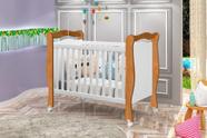Berço Mini Cama Americano AL 3 em 1 Com Rodinhas 3 Reguágens de Altura Cor Nature/ Branco