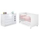 Berço Mini Cama Americano + Cômoda Sapateira Ana Lívia MDF Branco para Jogo de Quarto Infantil - Bela Móveis