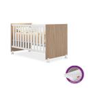 Berço Mini Cama Americano Doce Sonho Branco/ Carvalho com Rodízio + Colchão para Quarto Infantil - Q Movi
