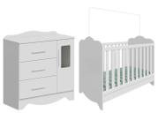Berço Mini Cama Branco + Cômoda de Bebê 3 Gavetas