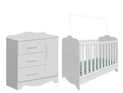 Berço Mini Cama Branco + Cômoda de Bebê