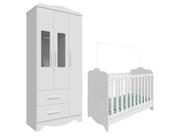 Berço Mini Cama Branco + Guarda-roupa 2 Gavetas