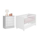 Berço Mini Cama Com Cômoda Doce Sonho Branco Com Rodízios Qmovi Berço Mini Cama Com Cômoda Doce Sonho Branco Com Rodízios Qmovi
