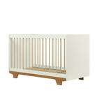 Berço Mini Cama com Suporte para Mosquiteiro Flocos em MDF Cor Off White/Amadeirado - Tigus