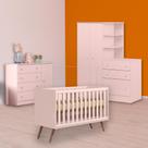 Berço Mini Cama Cômoda Sapateira e Guarda Roupa Cômoda Rosa