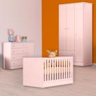 Berço Mini Cama, Cômoda Sapateira e Guarda Roupa Rosa