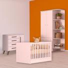 Berço Mini Cama, Cômoda Sapateira Retrô e Guarda Roupa Rosa