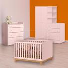 Berço Mini Cama, Cômoda Trocador e Guarda Roupa Cômoda Rosa