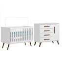 Berço Mini Cama e Cômoda Q Encanto Retrô Branco Qmovi Berço Mini Cama e Cômoda Q Encanto Retrô Branco Qmovi