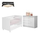 Berço Mini Cama E Cômoda Sapateira Doce Sonho Branco Com Colchão E Rodízios Qmovi