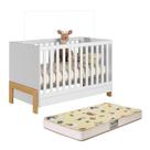 Berço Mini Cama Fantasia Branco Acetinado com Colchão Supreme - Qmovi