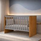 Berço Mini Cama Grade Móvel Giovana Nature / Cinza