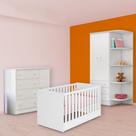 Berço Mini Cama, Guarda Roupa e Cômoda Sapateira Branco