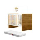 Berço Mini Cama Infantil Life Com Colchão E Grade De Proteção Removível Branco Amadeirado Para Quarto De Bebê Menino Ou Menina
