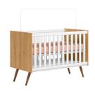Berço Mini Cama Infantil Q Charm 70cm Com Rodízios e Mosqueteiro -Freijo-Branco-Acetinado - ÉdeCasaMóveis